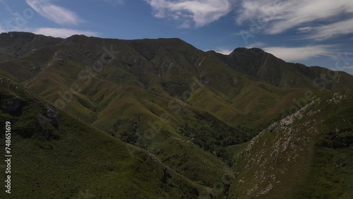 Bird view across the outeniqua South Africa mountain pass and the curvy roads photo