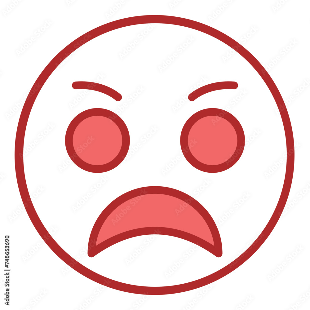Angry Face red line filled icon Angry Face red line filled icon
