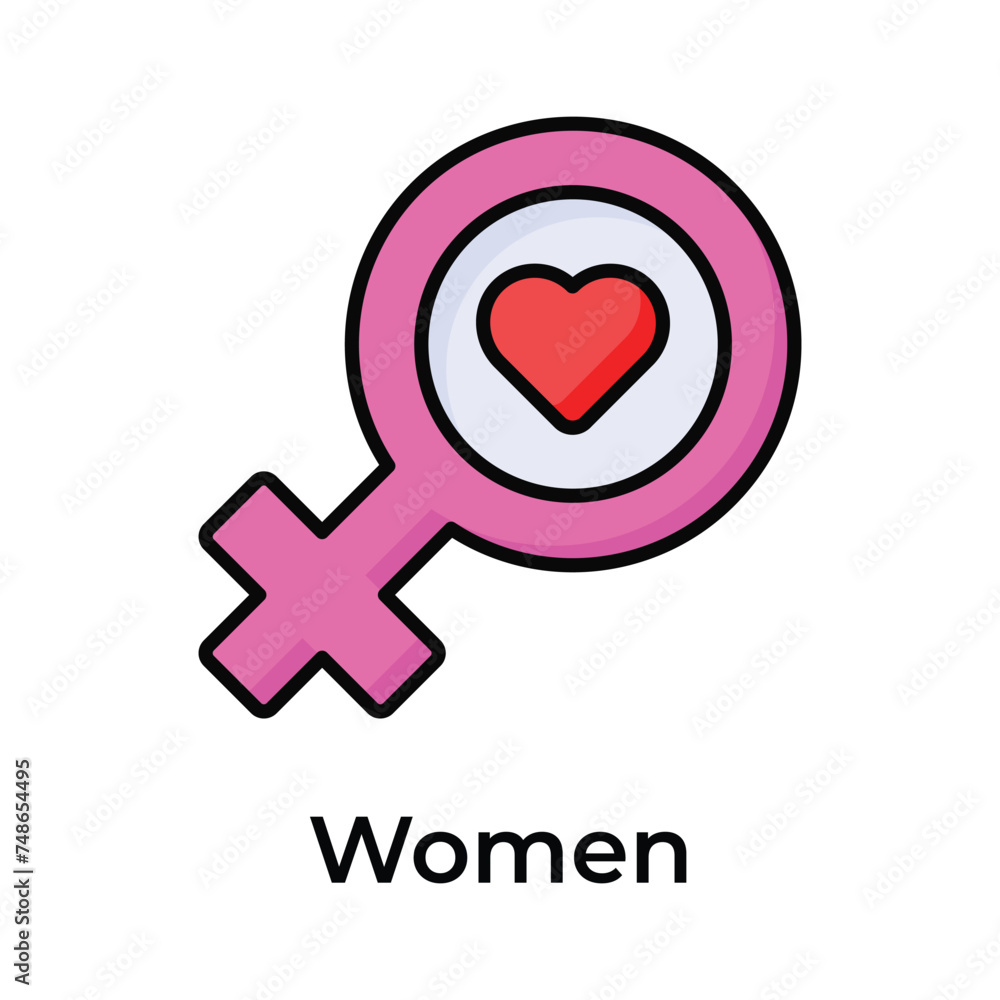 Women gender symbol with heart showing lovely women vector, mothers day icon Women gender symbol with heart showing lovely women vector, mothers day icon