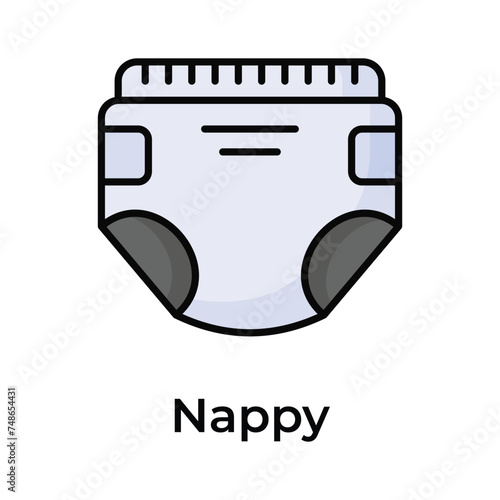 Baby diaper, premium icon of baby nappy in modern style