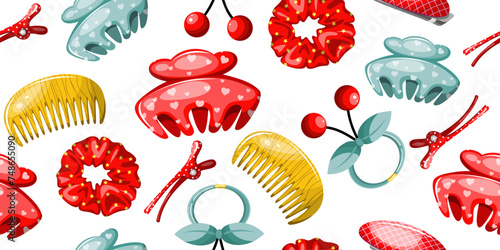 Seamless pattern of hair decorations