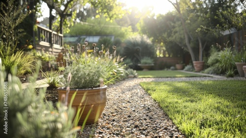 Establishing an urban garden resistant to drought, offering water conservation tips and plant selection guidance. photo