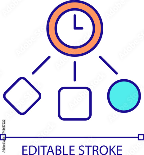 Prioritization framework RGB color icon. Scheduling system, focus control. Efficiency self organization. Task priority. Isolated vector illustration. Simple filled line drawing. Editable stroke