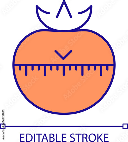 Pomodoro timer RGB color icon. Kitchen timer. Goal setting effectiveness. Prioritization framework. Schedule planning. Isolated vector illustration. Simple filled line drawing. Editable stroke