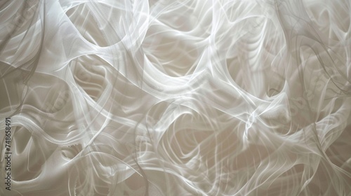 Gossamer strands of light weave intricate patterns across a canvas of seamless white.