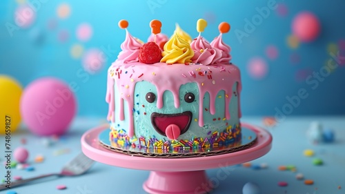 an image created by artificial intelligence of a special, unique, cute cake that will brighten up any occasion with its colors and decorations