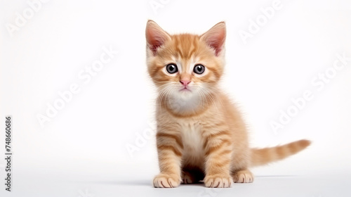 Ginger Cat isolated over white background. Animal portrait.