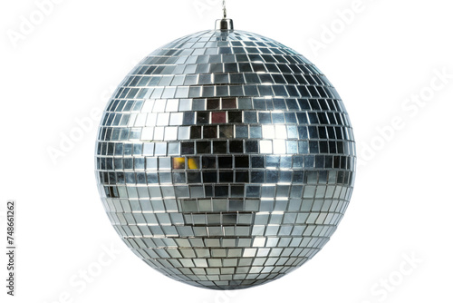 silver disco mirror ball on a transparent background