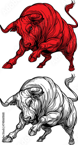 The red bull tilted his horned head menacingly
