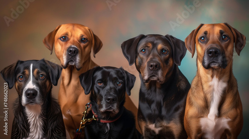 Group of various dogs background © Natalina