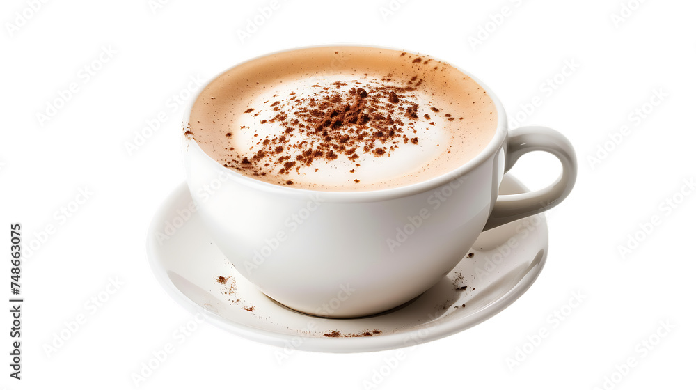 Obraz premium white cup of cappuccino froth isolated on transparent background 