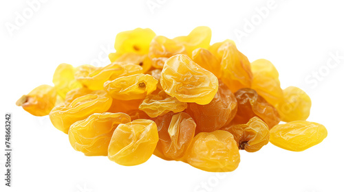 yellow raisins isolated on transparent background photo