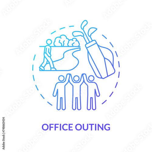 Office outing blue gradient concept icon. Employee recognition. Team building. Leisure activity. Corporate event. Round shape line illustration. Abstract idea. Graphic design. Easy to use