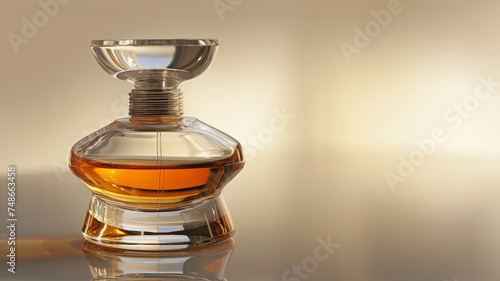 High-end minimalist perfume bottle in sleek design. Bottle captivates with simple yet striking aesthetic epitomizing modern quiet luxury