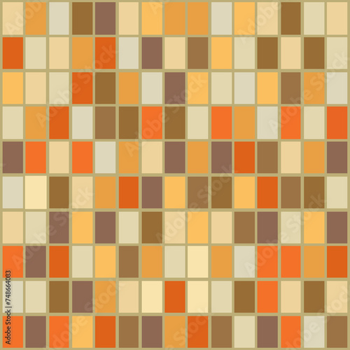 This tile pattern ideally reflects the style and vibe of the 1970s. The rectangular shaped tiles play colorfully with strong contrasts. The pattern is repeatable and scalable. Vector Drawing.