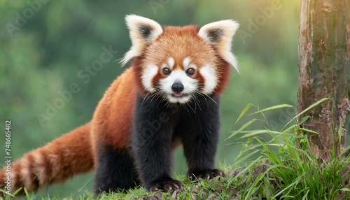 A cute panda in nature, beautiful red color animal 