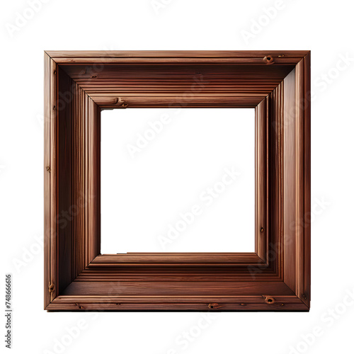 brown empty wooden frame Isolated on white background. 