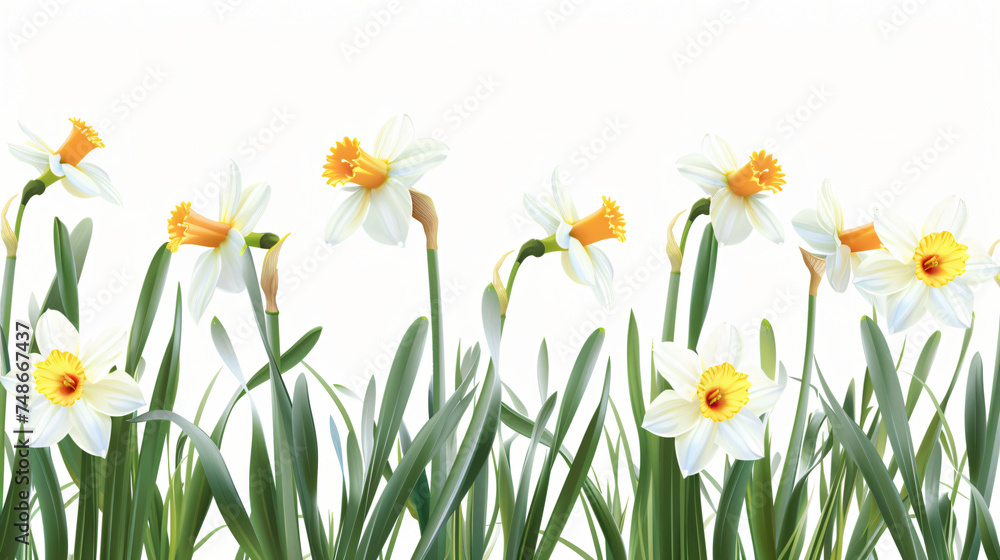Daffodils on a white background. Vector illustration.