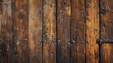 Rustic wooden fence with peeling paint and rusty nails.