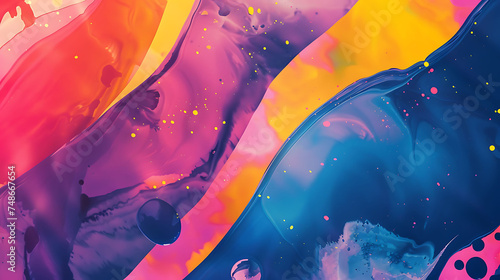 Abstract painting with vibrant colors. The painting is full of energy and movement, and the colors seem to dance on the canvas.