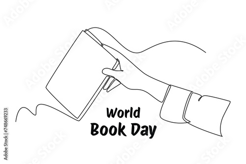 One single line draw of World book day banner and icon. banner and icon of book days. World book day event. Continuous line art vector illustration
