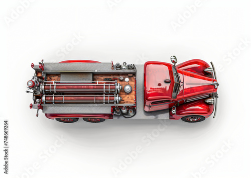 Dark Steel Firetruck top view isolated on a white background