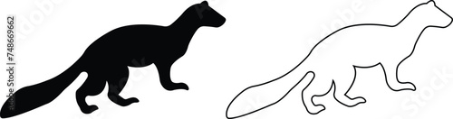 Marten silhouettes. marten icon set from animals element collection wildlife outline vector isolated on transparent background. Line and flat black icon marten sign, symbol for web and mobile