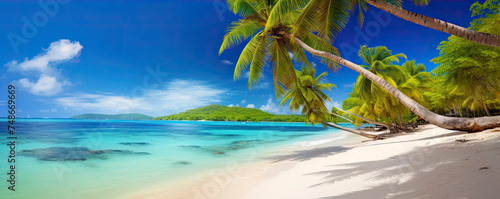 Summer beach and blue sky, clear water , perfect holiday banner.