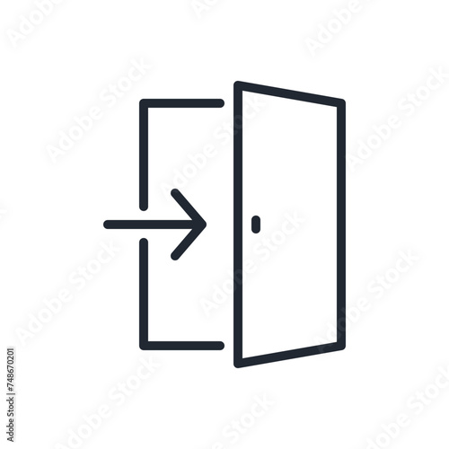 Exit door editable stroke outline icon isolated on white background flat vector illustration. Pixel perfect. 64 x 64.