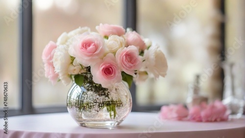 bouquet of roses on mirror vase © Naila