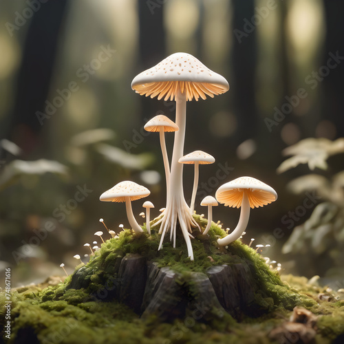 Mushrooms in the forest. Trendy Mushroom Photography.