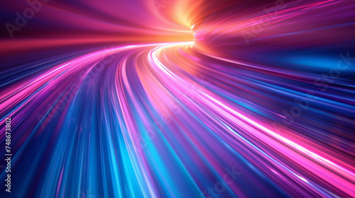Abstract background depicting vibrant streaks of light flowing in a dynamic motion, simulating the sense of speed and energy with a spectrum of vivid colors merging at a focal point.