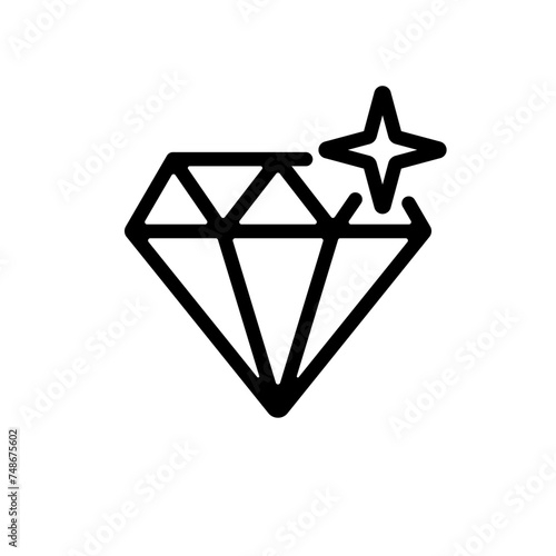 Diamond gem icon. Black line crystal or brilliant. Thin line web symbol jewel. Vector illustration flat design. Isolated on white background.