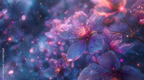 Blossoms of incandescent light unfurling in a symphony of color, painting the cosmos with their luminous beauty.