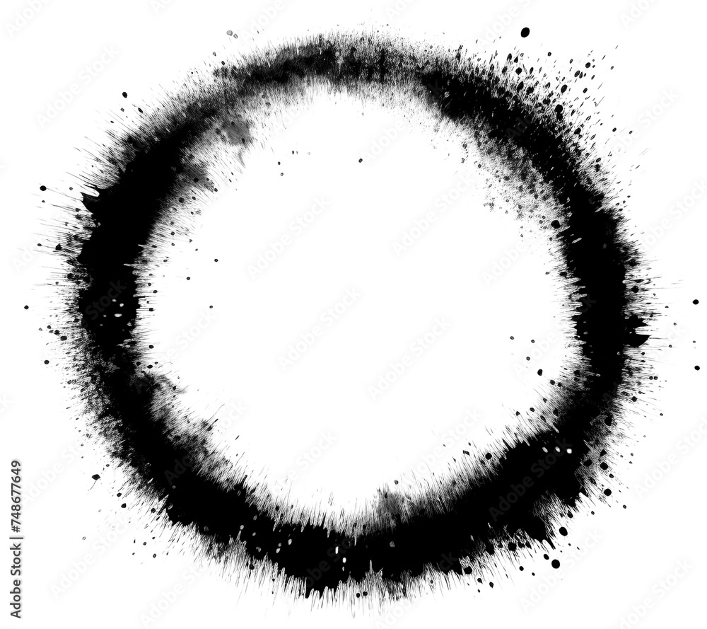 Black and white round hand-painted brush ink grunge circle, isolated on a white transparent background, available in PNG format. Black and white round hand-painted brush ink grunge circle, isolated on a white transparent background, available in PNG format.