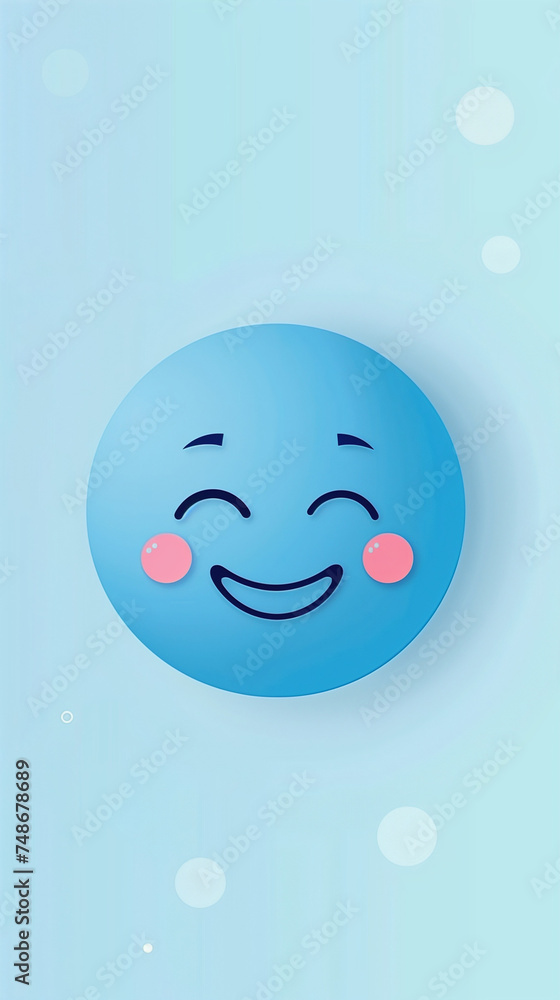 Naklejka premium Cheerful Smiling Emoji: A Cute Blue-Themed Expression