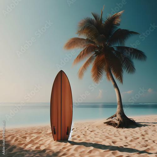 beach with tree. beach, palm, sea, ocean, tropical, tree, island, sand, water, sky, vacation, travel, paradise, palm tree, Ai generated 