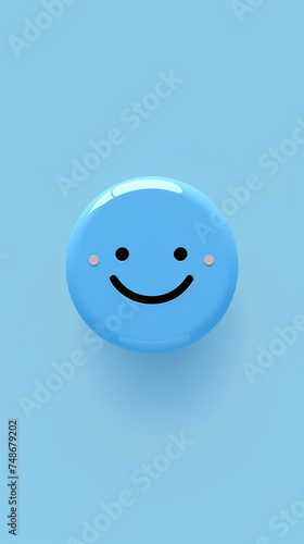 Cheerful Smiling Emoji: A Cute Blue-Themed Expression