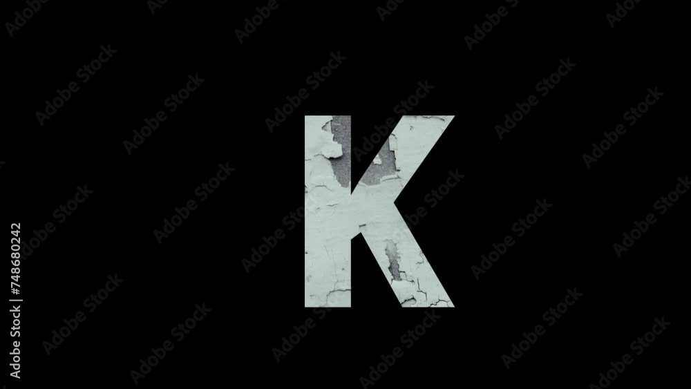 Letter K from fire and ash with alpha channel, alphabet Letter K from fire and ash with alpha channel, alphabet