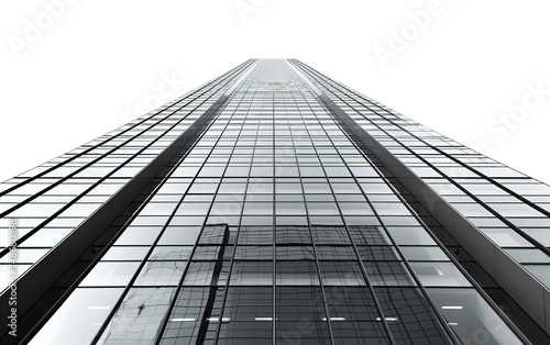 The Skyward Reach of a Sleek Modern Skyscraper Isolated on Transparent Background.
