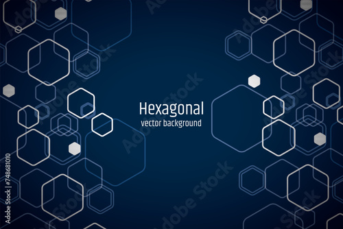 Vector hexagon technology background. Abstract hexagons background with lines and dots. Design for science, medicine, or technology.