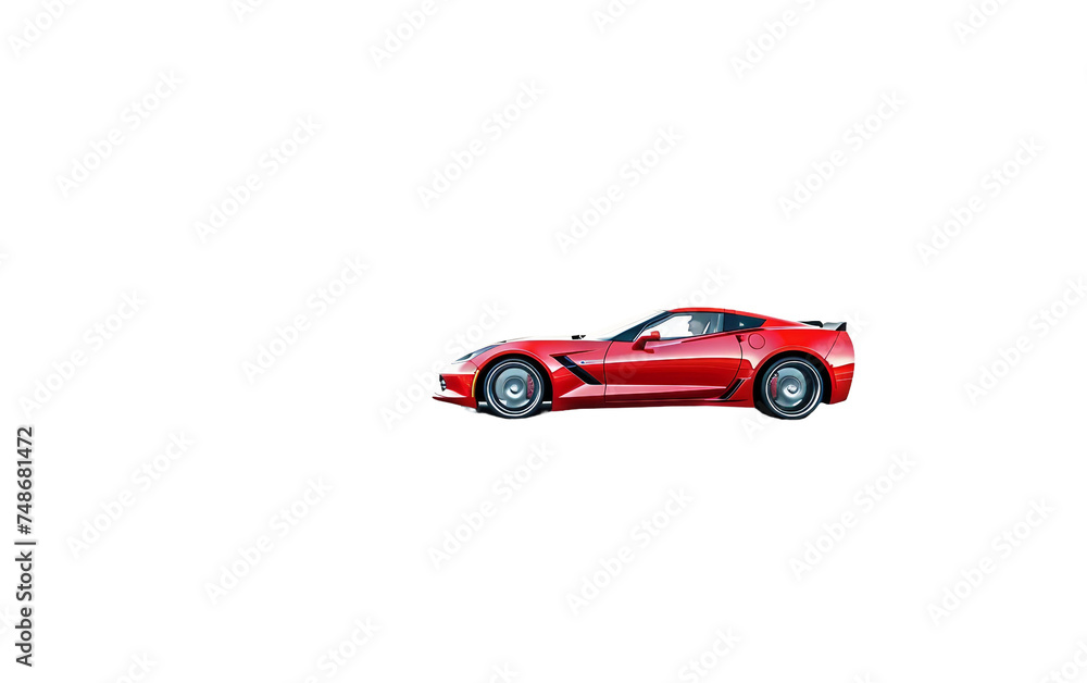 The Swift Maneuvers of a Sleek Red Sports Car on the Highway Isolated on Transparent Background.