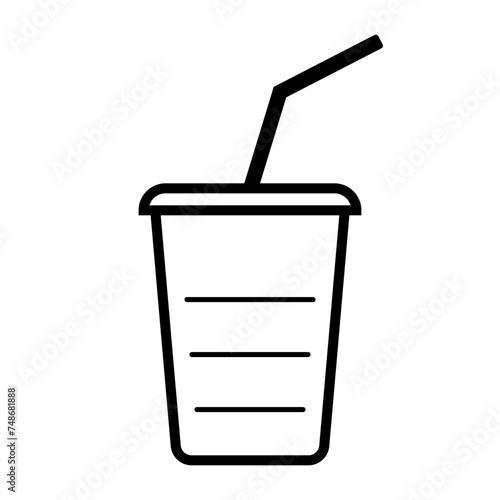 Icon cup with straw drinking, cup with carbonated drink soda
