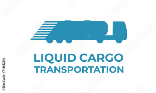 Truck tanker icon. Logo liquid cargo transportation logistic company. Cargo liquid bulk shipping. Trucking industry. Flat vector illustration.