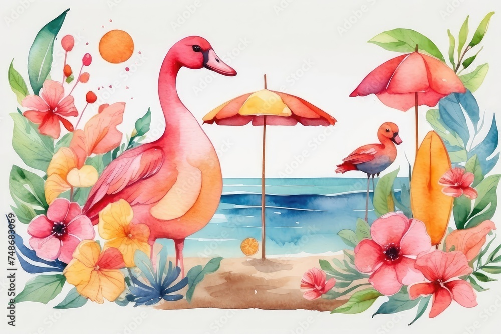 Watercolor summer element Watercolor summer element