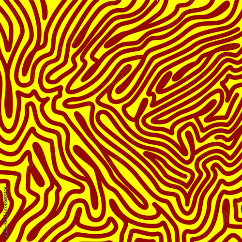 Yellow abstract geometric distorted background.  Waves  swirl  twirl pattern. Twisted and distorted vector texture in trendy retro psychedelic style. Y2k aesthetic. Simple trippy background