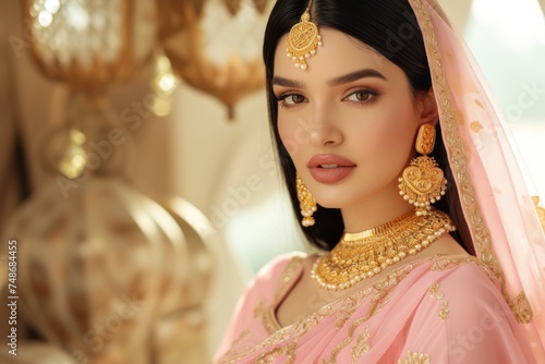 Elegant Woman in Traditional Indian Attire. Fictional Character Created By Generated By Generated AI.