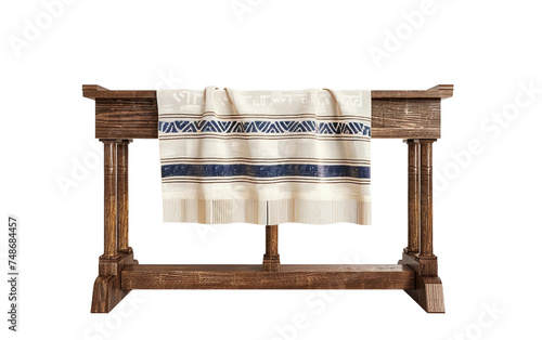 A Tallit Prayer Shawl Draping the Surface in Reverence Isolated on Transparent Background. photo