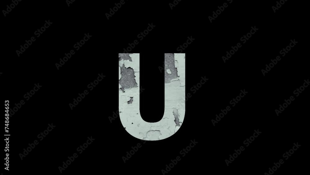 Letter U with fire and ash with alpha channel, alphabet Letter U with fire and ash with alpha channel, alphabet