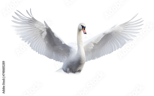 The Striking Beauty of a White Swan on white background